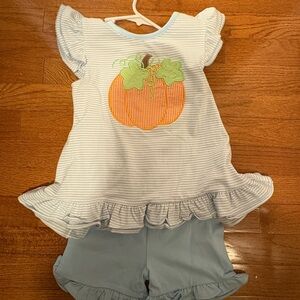 Charming Blue Striped Pumpkin Outfit for Kids